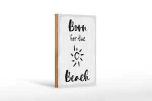 Holzschild Spruch 20x30 cm Born for the beach weißes Deko Schild - Bild 1 von 5