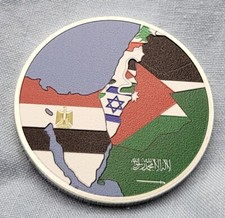 Israel Palestine Gold Peace Coin Gaza War Dove Pray for Peace Middle East Flags
