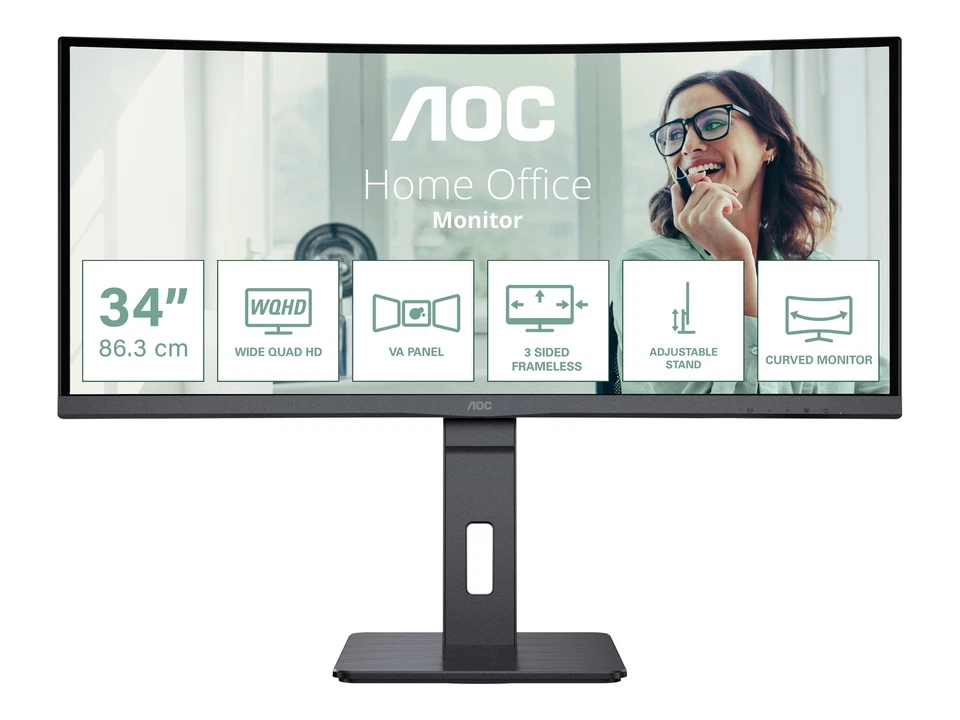 AOC Pro-line CU34P3CV P3 Series LED-Monitor gebogen 86.36 cm (34) ~D~ - Bild 1 von 1