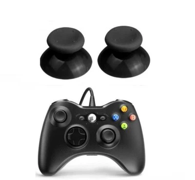 2 Xbox 360 Thumbsticks Black Joysticks Analog Cover Sticks Grip Cap Axis Replace - Image 1 of 4