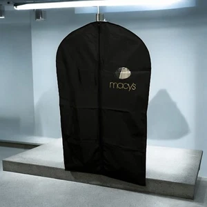Vintage Macy’s Garment Bag Suit Storage Cover Dust Protector Black Gold Logo - Picture 1 of 9