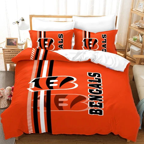Cincinnati Bengals Football Bedding Sets 3 Pieces Soft Quilt Cover Pillowcases Cover