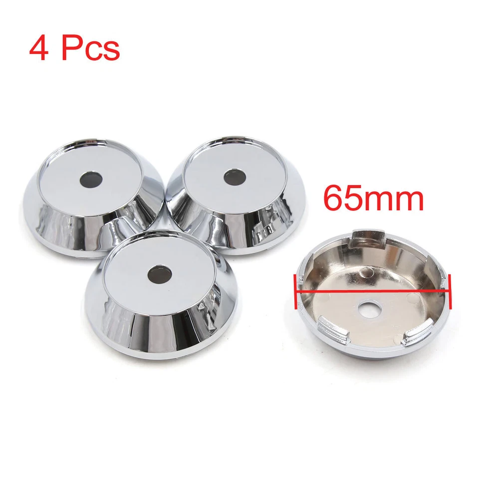 4 Piezas Tono Plateado Cromo 65mm Diámetro 5 Tacos Llantas Coche Tapa Central Cubierta de Buje Foto 1 de 1