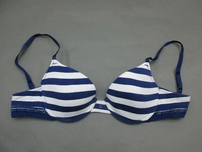 36B SO Intimates Blue Striped Underwire Padded Demi T-Shirt Bra 3B - Image 1 of 4