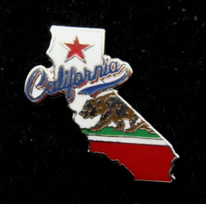CALIFORNIA REPUBLIC STATE MAP FLAG HAT LAPEL PIN UP GIFT CA BEAR US AMERICAN USA - Picture 1 of 9