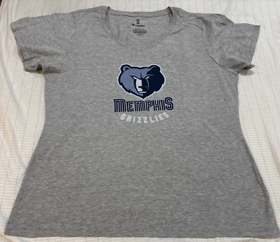 WOMEN'S NBA FANATICS MEMPHIS GRIZZLIES Gray T-SHIRT Size XL V-Neck Tee Top - Image 1 of 4