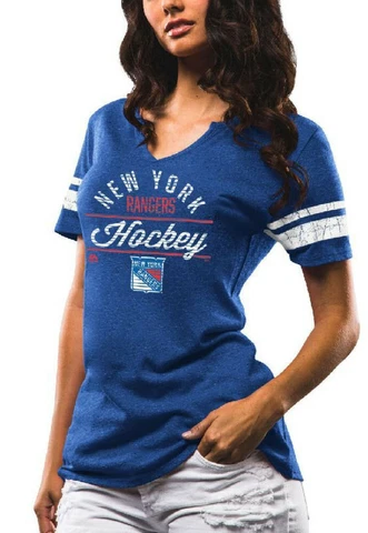 Ladies New York Rangers Majestic Notch Neck Goals Are Golden T Shirt (Large) Cover