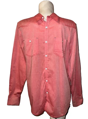 INC International Concept Top Men's Sz M Pink Button Down Casual Cotton LS Shirt - Image 1 of 4