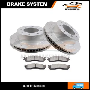 Taladro delantero 2 rotores de freno con 4 pastillas de cerámica para Dodge Ram 1500 2500 3500 - Imagen 1 de 7