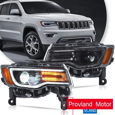 VLAND LED Projector Headlights Fit Jeep Grand Cherokee 2014-2021 2022 W/Blue DRL - Image 1 of 4