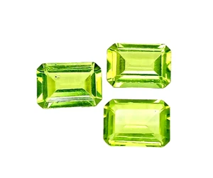 2.53CTS Green Natural Peridot Octagon cut 3pcs gemstones see video - Picture 1 of 2