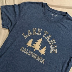 LUCKY BRAND LAKE TAHOE CALIFORNIA T-SHIRT Felted Blue White Men's Size Large - Picture 1 of 9