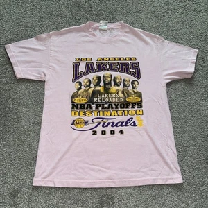 Vintage 2004 Los Angeles Lakers Reloaded NBA Finals T-Shirt Sz L Kobe & Shaq - Picture 1 of 7