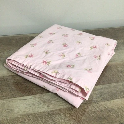 Simply Shabby Chic FLOATING ROSE Pink Floral Flat Sheet 92x76 ~ ISSUES - Image 1 of 4