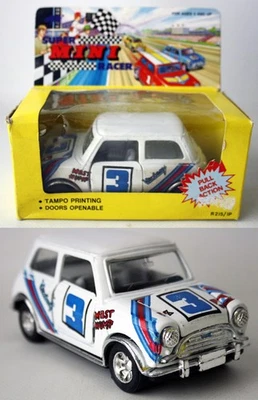 RARE VINTAGE 80's MINI COOPER Die Cast Pull Back Car W/ Open Doors NEW ! - Image 1 of 4