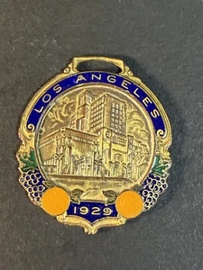 Schöne Los Angeles Uhrenanhänger 1929 Emaille & Metall - Bild 1 von 11