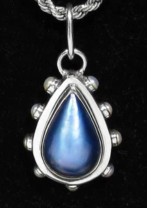 Big Signed AA Teardrop Tahitian Pearl & Freshwater Pearl Cabs 925 Silver Pendant - Picture 1 of 7
