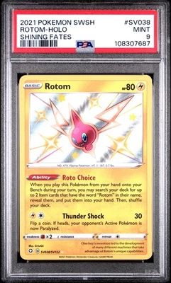 2021 POKEMON SWORD & SHIELD SHINING FATES #SV038 ROTOM-HOLO PSA 9 - Image 1 of 2