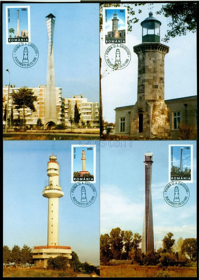 1998 Lighthouses,Leuchtturme,Phare,Faro,FARURI,Romania,Mi.5373=4 FDC Maxi cards - Image 1 of 1