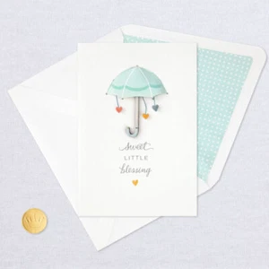 Hallmark Baby Shower Congratulations Card by Signature ~ 3D Umbrella with Hearts - Picture 1 of 1