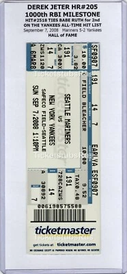 Derek Jeter 1000th RBI HR #205 MILESTONE Mariners Yankees 9/7/2008 Full Ticket - Image 1 of 4