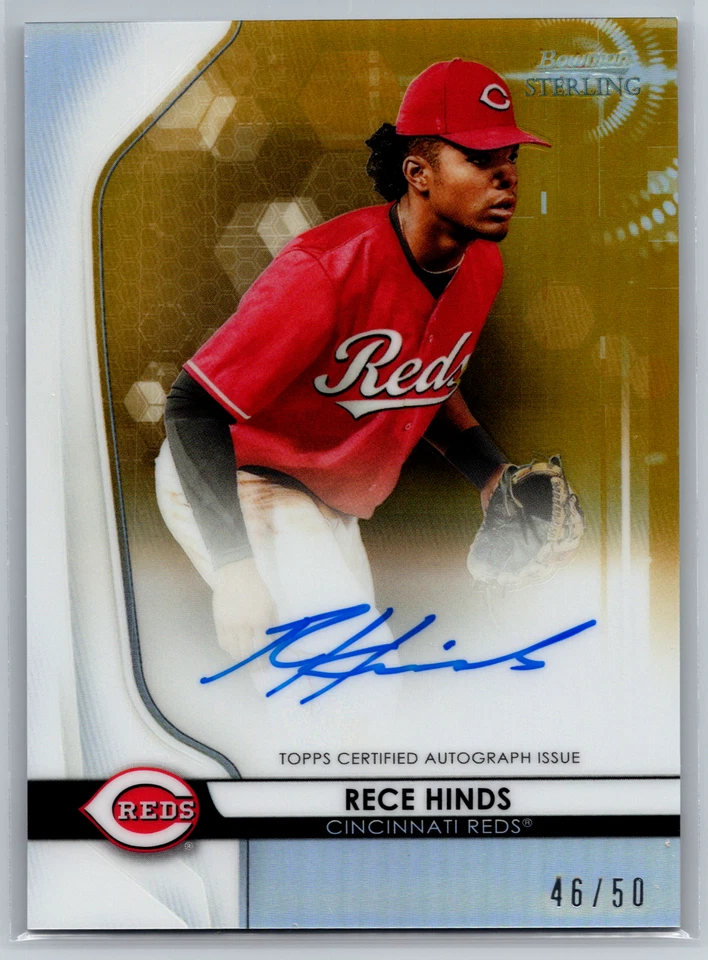 Rece Hinds 2020 Bowman Sterling Prospect Auto Gold Refractor /50 BSPA-RH - Image 1 of 2