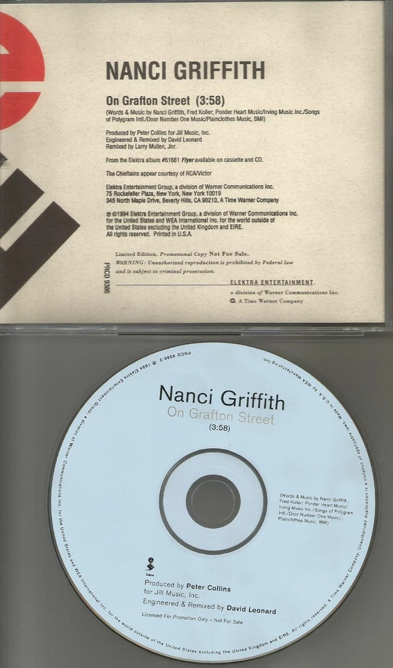 NANCI GRIFFITH w/ THE CHIEFTAINS On Grafton Street 1994 USA PROMO DJ CD single  - Image 1 of 1