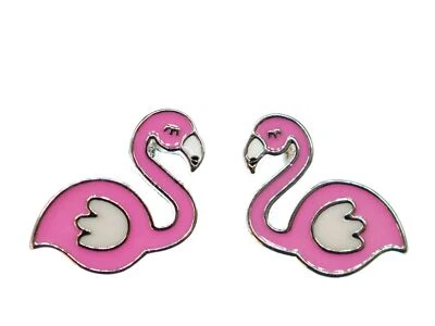 Серьги-гвоздики фламинго мини-серьги тропики розовое золото вечеринка розовая птица - Изображение 1 из 3