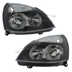 Headlights Renault Clio Mk2 2001-2005 Black Surround Headlamps Pair Left & Right - Picture 1 of 24