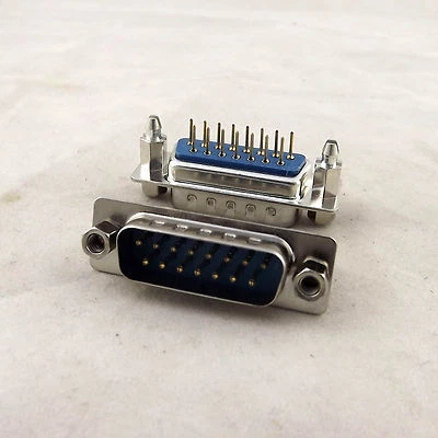 2x D-SUB DB15 15 Pin Male DIP PCB Straight Solder Connector Adapter DP15 2 Rows - Image 1 of 4