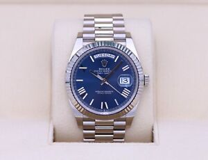 Rolex Day-Date 40 228239 White Gold Blue Roman Dial – 2019 Box & Papers