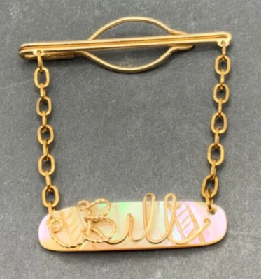 Vintage Gold Tone Abalone  Tie Bar Clip 2” - “Bill” - Image 1 of 2