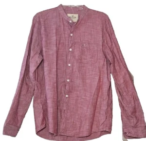 Men's Large shirt long sleeve Hollister RED chambray button up 100% Cotton - Picture 1 of 6
