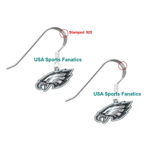 NFL Philadelphia Eagles Team Logo Dangle Earrings 925 Sterling Silver Ear Hooks Cover