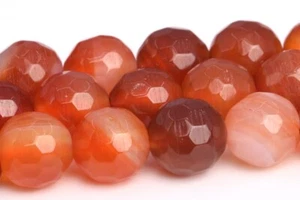 Orange Red Fire Agate Beads Micro Faceted Round Gemstone Loose Beads 6/8/10MM - Picture 1 of 10