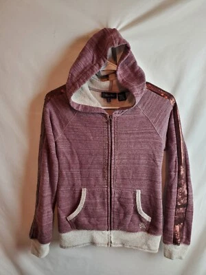 MISS ME Sequin Embellished Studded Zip Up Hoodie Sweatshirt Womens sz S - Image 1 of 4
