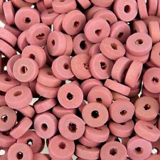 200 (30g) Wooden Round Disc Donut Spacer Beads 10mm Pink W55