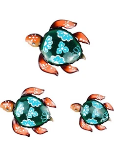 Paquete de 3 Tortugas de Metal NUEVO Decoración Playa Tropical Piscina Playa Tortugas Marinas - Imagen 1 de 4
