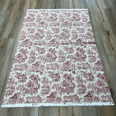 Waverly Rustic Life Upholstery Fabric 38” x 57 1/2" Lauren Hancock Maroon White - Image 1 of 4