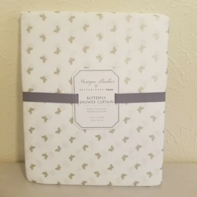 Pottery Barn Monique Lhuillier Butterfly Shower Curtain 72" Ivory Gold - Image 1 of 4