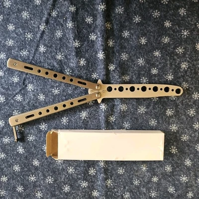 Faca de treino borboleta ferramenta de treinamento maçante lâmina de metal faca preta - Imagem 1 de 2