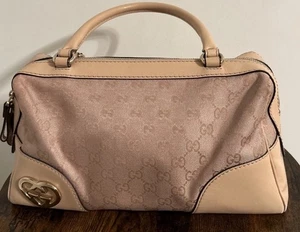 Gucci 257067 GG Lame Mini Boston Handbag Beige - Picture 1 of 23