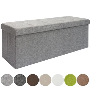 Faltbare Sitzbank 110x38x38cm Sitztruhe inkl. 2 Trennwände 120L Polsterbank Grau - Bild 1 von 9