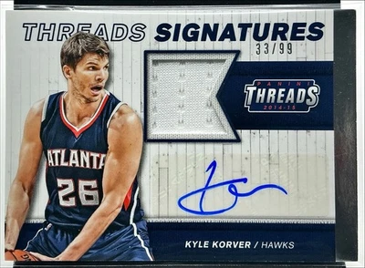 2014-15 Panini Threads Kyle Korver Game Worn Jersey Auto /99 Hawks #32 - Image 1 of 2