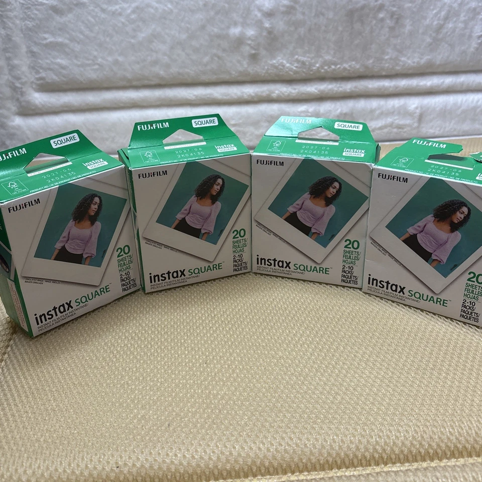 Fujifilm instax Square Instant Film (20 Exposures) Exp 2027 4 Boxes Lot - Image 1 of 4