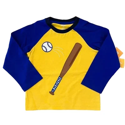 NUEVO CON ETIQUETAS Gymboree Azul y Dorado con Bate de Béisbol Bordado y Camisa de Pelota - TALLA 18-24M Foto 1 de 4