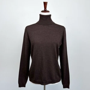 Lafayette 148 New York Chocolate Brown Wool Turtleneck Sweater - Picture 1 of 8