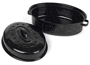 Bräter, Emaille Oval Truthahn Bräter mit Gewölbtem Deckel - 14,6 Zoll - Bild 1 von 8