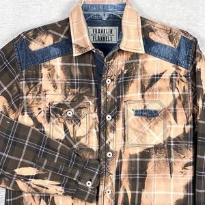 Camicia Franklin Flannels uomo M marrone a quadri candeggina riciclata grunge outdoor flanella - Foto 1 di 8