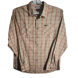 Camisa informal RVCA XL beige y roja a cuadros manga larga abotonada - Imagen 1 de 9